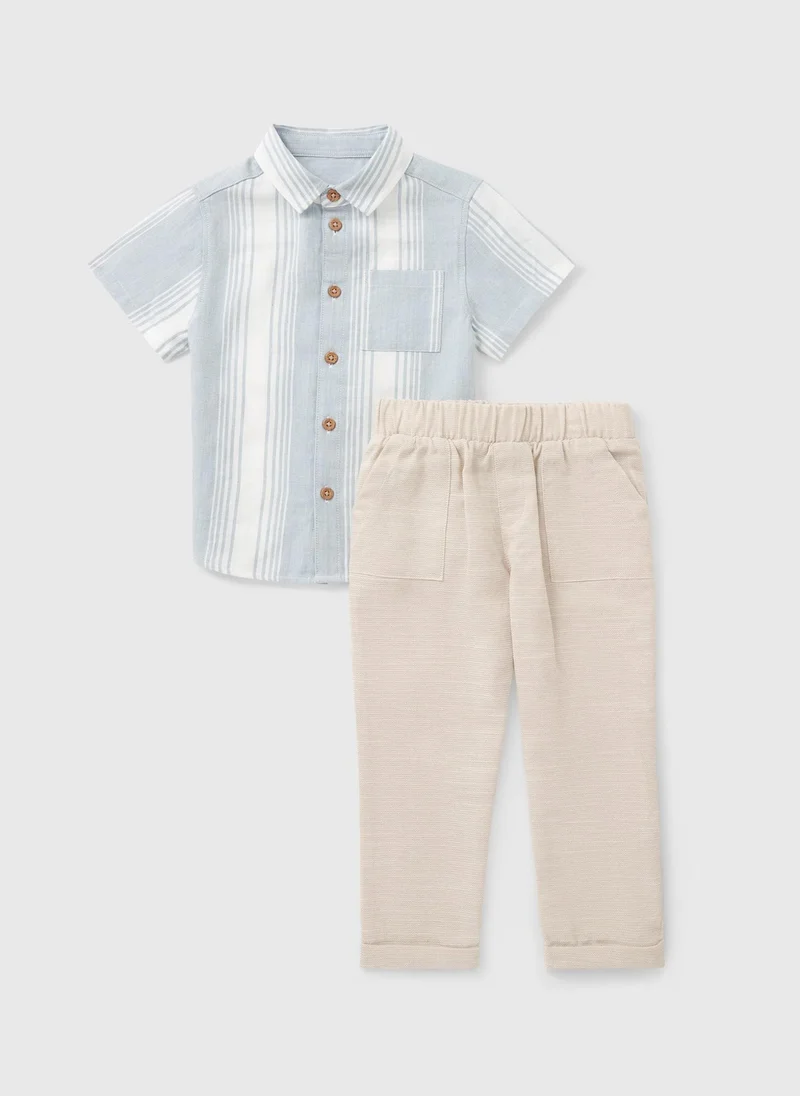 Matalan Boys Blue Stripe Shirt & Trouser Set